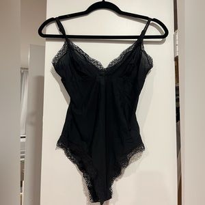 Calvin Klein Lace Trim Bodysuit Black